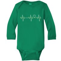 Irish Clover Heartbeat Funny St. Patrick's Day Baby Long Sleeve Bodysuit