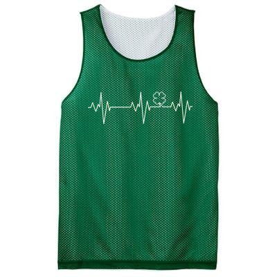 Irish Clover Heartbeat Funny St. Patrick's Day Mesh Reversible Basketball Jersey Tank