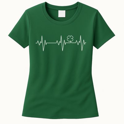 Irish Clover Heartbeat Funny St. Patrick's Day Womens T-Shirt