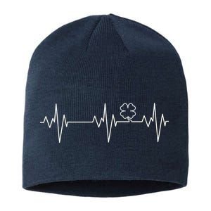 Irish Clover Heartbeat Funny St. Patrick's Day Sustainable Beanie