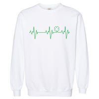 Irish Clover Heartbeat Funny St. Patrick's Day Garment-Dyed Sweatshirt