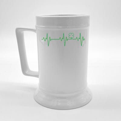 Irish Clover Heartbeat Funny St. Patrick's Day Beer Stein