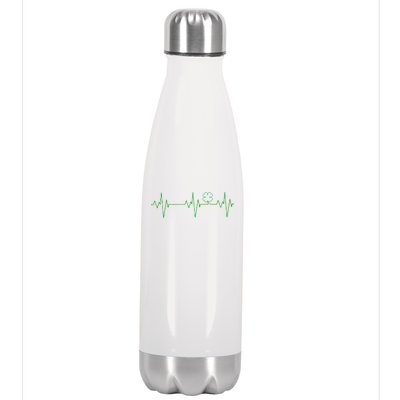 Irish Clover Heartbeat Funny St. Patrick's Day Stainless Steel Insulated Water Bottle