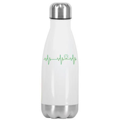 Irish Clover Heartbeat Funny St. Patrick's Day Stainless Steel Insulated Water Bottle