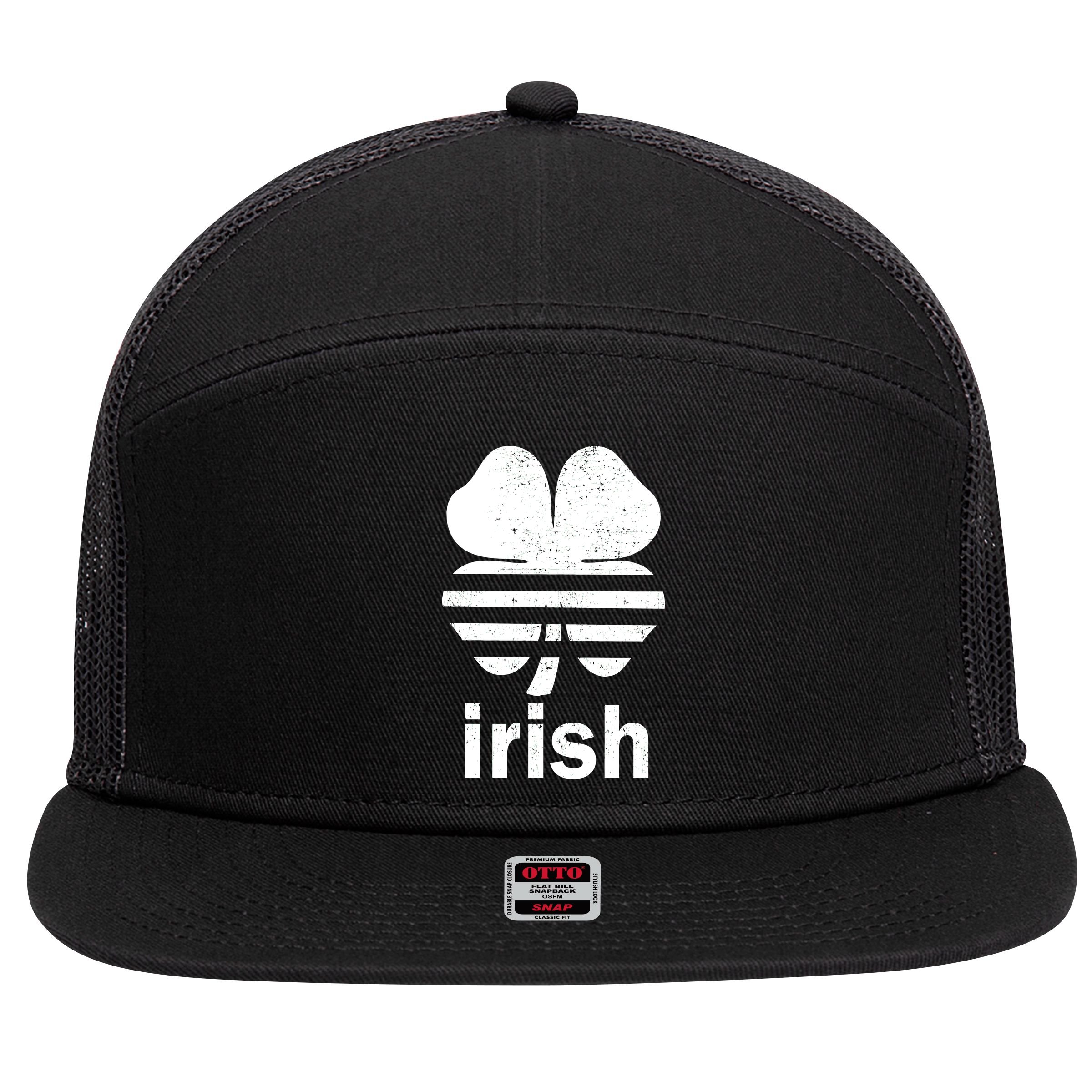 Irish Clover Soccer Logo St. Patricks Day 7 Panel Mesh Trucker Snapback Hat