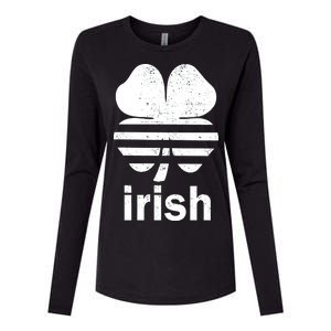 Irish Clover Soccer Logo St. Patricks Day Womens Cotton Relaxed Long Sleeve T-Shirt