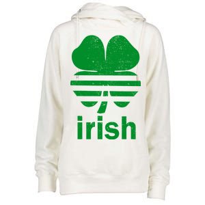 Irish Clover Soccer Logo St. Patricks Day Womens Funnel Neck Pullover Hood