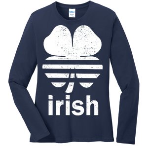 Irish Clover Soccer Logo St. Patricks Day Ladies Long Sleeve Shirt