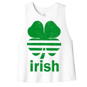 Irish Clover Soccer Logo St. Patricks Day Women's Racerback Cropped Tank