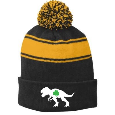 Irish Clover T-Rex Stripe Pom Pom Beanie