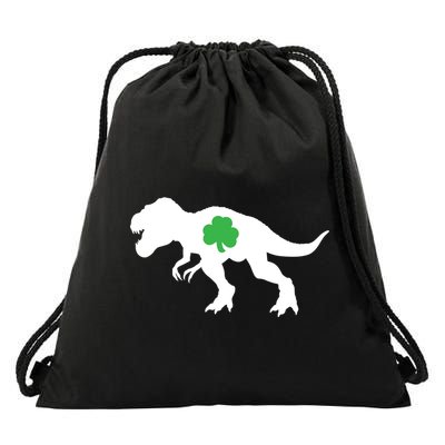 Irish Clover T-Rex Drawstring Bag