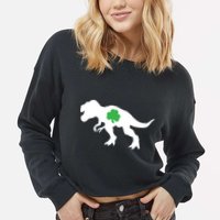 Irish Clover T-Rex Cropped Pullover Crew