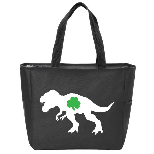 Irish Clover T-Rex Zip Tote Bag