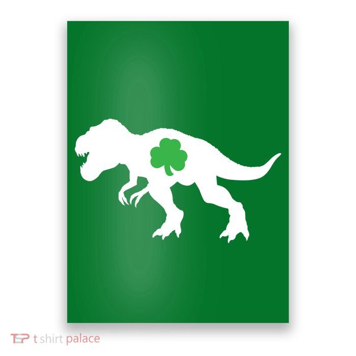Irish Clover T-Rex Poster