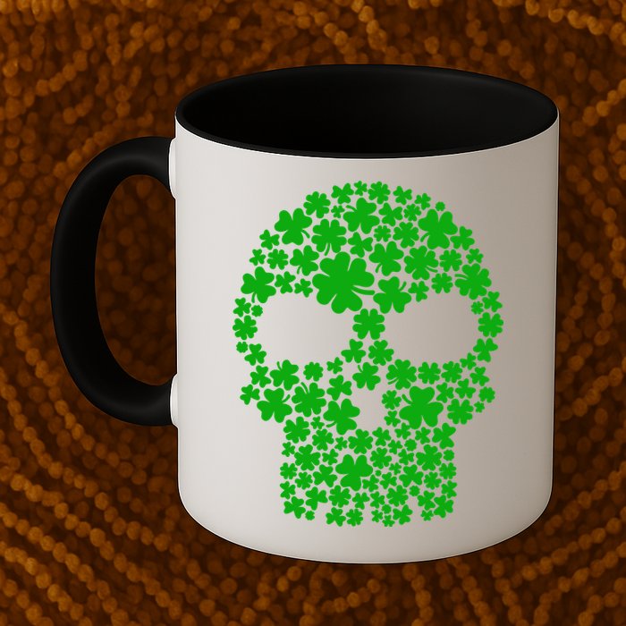 Irish Clovers St. Patrick's Day Skull Mug