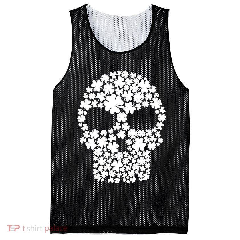 Irish Clovers St. Patrick's Day Skull Mesh Reversible Basketball Jersey Tank