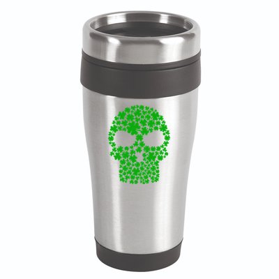 Irish Clovers St. Patrick's Day Skull 16oz Travel Tumbler