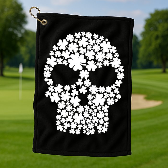 Irish Clovers St. Patrick's Day Skull Golf Towel