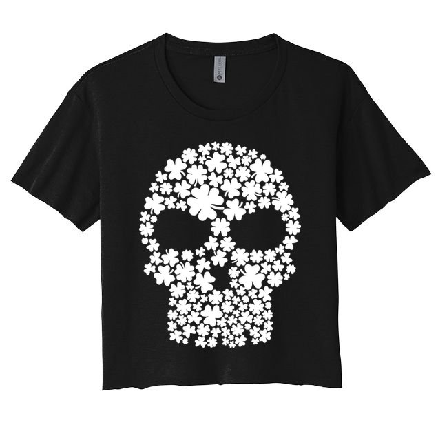 Irish Clovers St. Patrick's Day Skull Crop Top