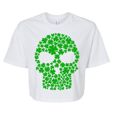 Irish Clovers St. Patrick's Day Skull Bella+Canvas Jersey Crop Tee