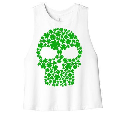 Irish Clovers St. Patrick's Day Skull Women's Racerback Cropped Tank