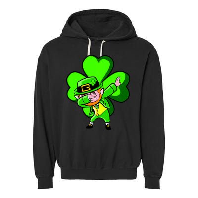 Irish Dabbing Leprechaun Clover Garment-Dyed Fleece Hoodie