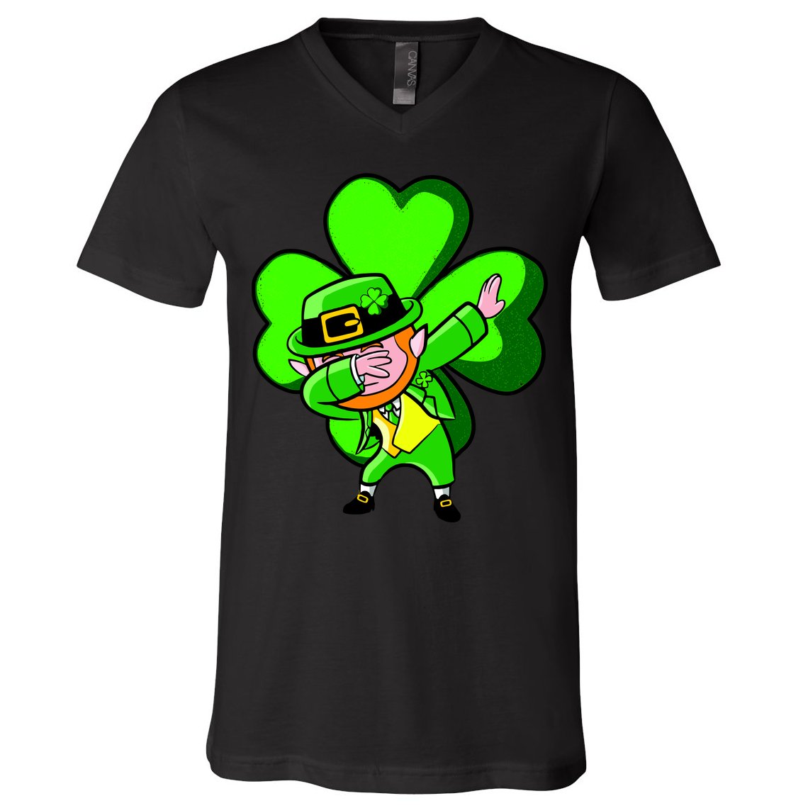 Irish Dabbing Leprechaun Clover V-Neck T-Shirt