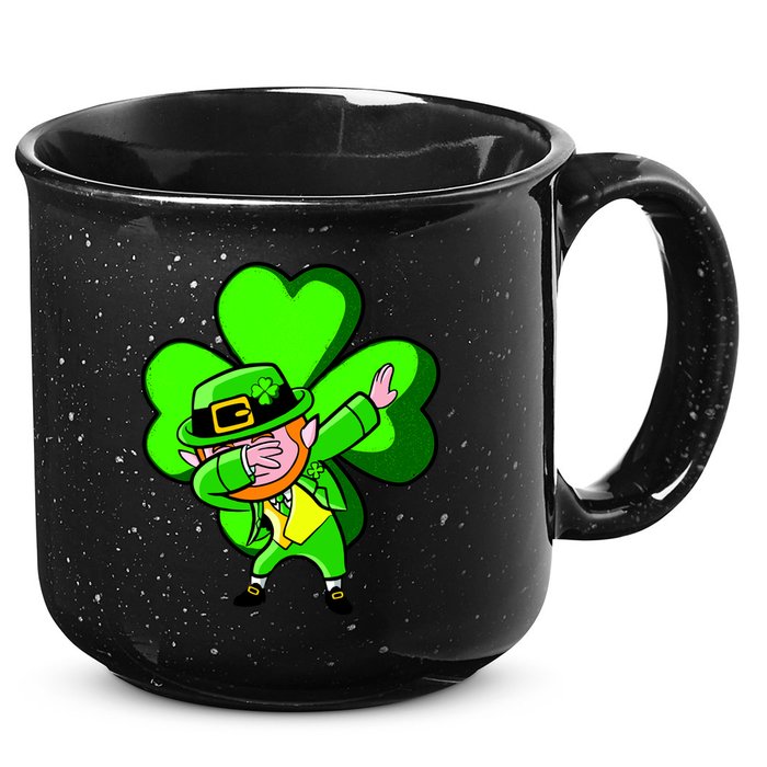 Irish Dabbing Leprechaun Clover 15oz Campfire Ceramic Mug