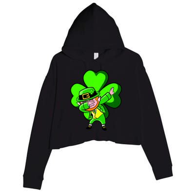 Irish Dabbing Leprechaun Clover Crop Fleece Hoodie