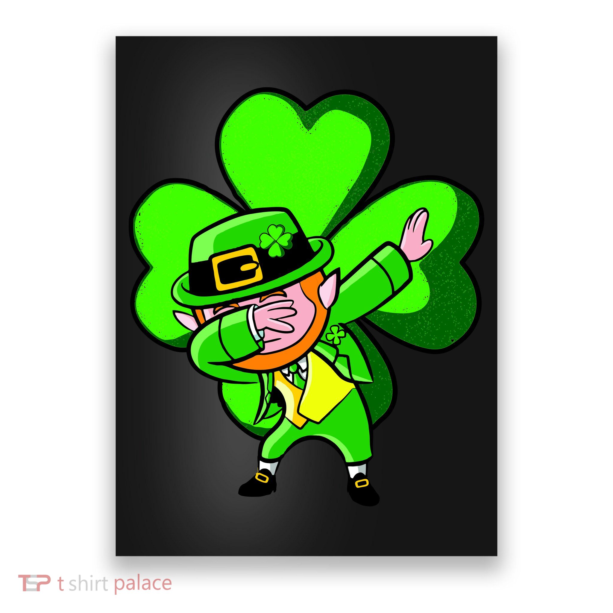 Irish Dabbing Leprechaun Clover Poster