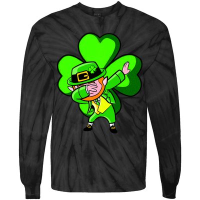 Irish Dabbing Leprechaun Clover Tie-Dye Long Sleeve Shirt