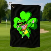 Irish Dabbing Leprechaun Clover Golf Towel