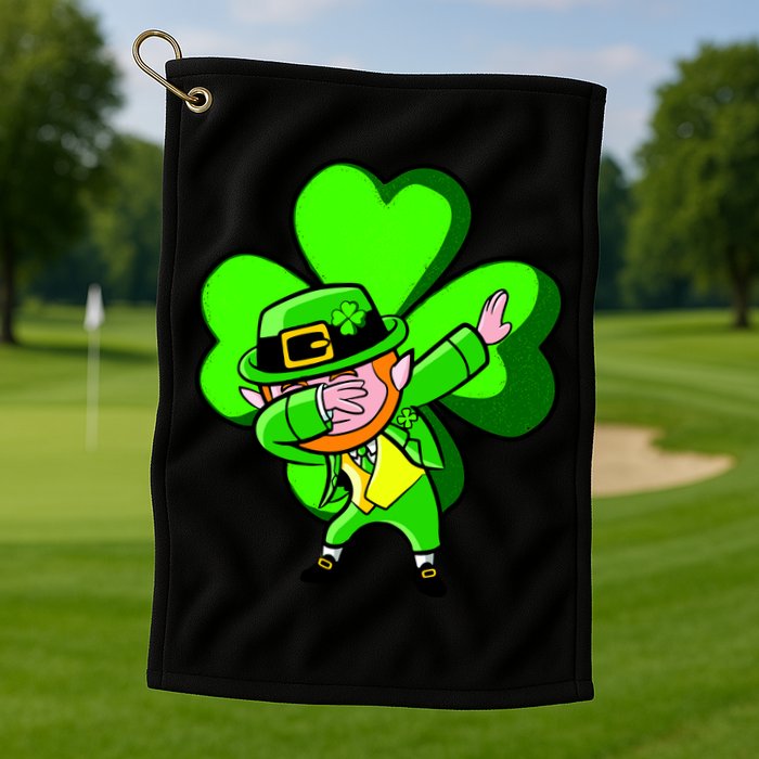 Irish Dabbing Leprechaun Clover Golf Towel