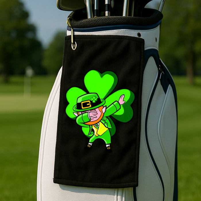 Irish Dabbing Leprechaun Clover Golf Towel