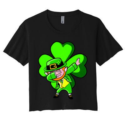 Irish Dabbing Leprechaun Clover Crop Top