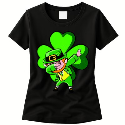 Irish Dabbing Leprechaun Clover Womens T-Shirt