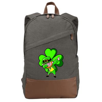 Irish Dabbing Leprechaun Clover Cotton Canvas Backpack