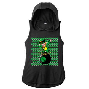 Irish Dabbing Leprechaun Shamrocks Funny Dab St. Patrick's Day Ladies PosiCharge Tri-Blend Wicking Draft Hoodie Tank