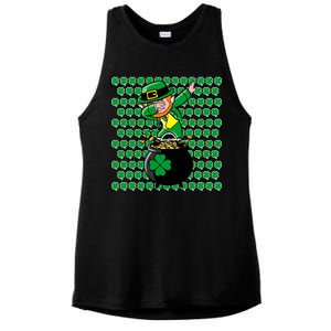 Irish Dabbing Leprechaun Shamrocks Funny Dab St. Patrick's Day Ladies PosiCharge Tri-Blend Wicking Tank