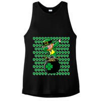 Irish Dabbing Leprechaun Shamrocks Funny Dab St. Patrick's Day Ladies PosiCharge Tri-Blend Wicking Tank