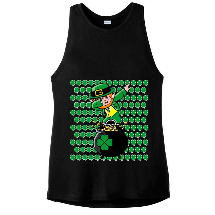 Irish Dabbing Leprechaun Shamrocks Funny Dab St. Patrick's Day Ladies PosiCharge Tri-Blend Wicking Tank