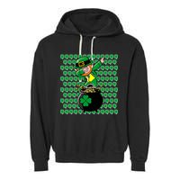 Irish Dabbing Leprechaun Shamrocks Funny Dab St. Patrick's Day Garment-Dyed Fleece Hoodie