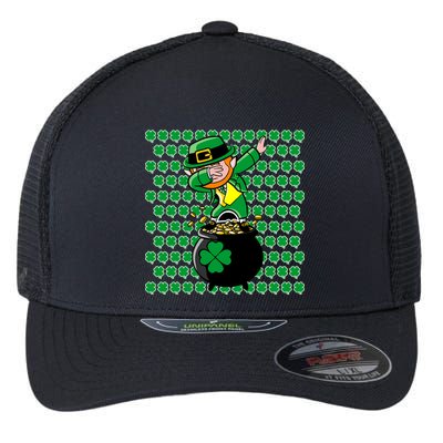 Irish Dabbing Leprechaun Shamrocks Funny Dab St. Patrick's Day Flexfit Unipanel Trucker Cap