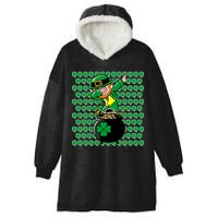 Irish Dabbing Leprechaun Shamrocks Funny Dab St. Patrick's Day Hooded Wearable Blanket
