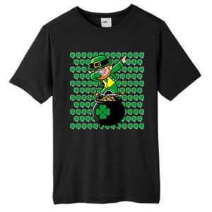 Irish Dabbing Leprechaun Shamrocks Funny Dab St. Patrick's Day Tall Fusion ChromaSoft Performance T-Shirt