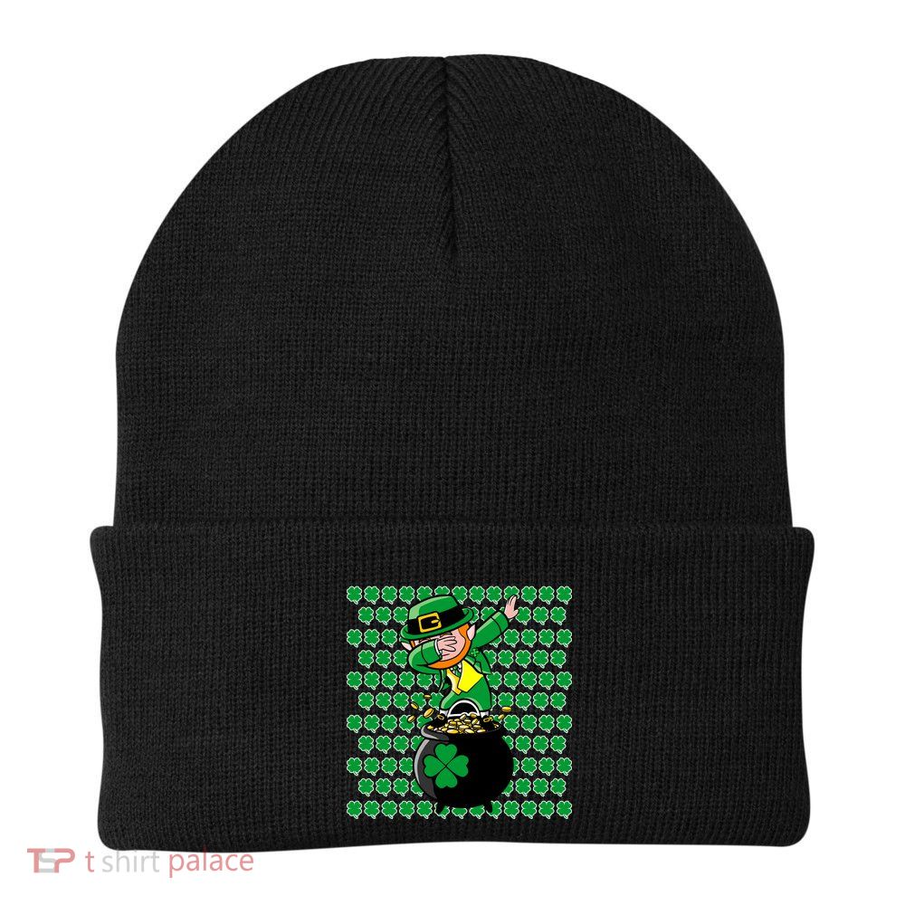 Irish Dabbing Leprechaun Shamrocks Funny Dab St. Patrick's Day Knit Cap Winter Beanie