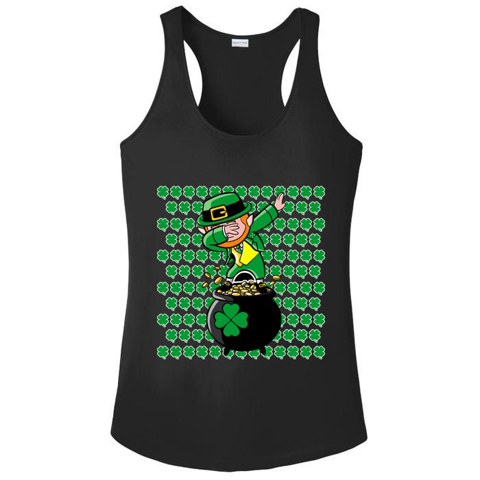 Irish Dabbing Leprechaun Shamrocks Funny Dab St. Patrick's Day Ladies PosiCharge Competitor Racerback Tank