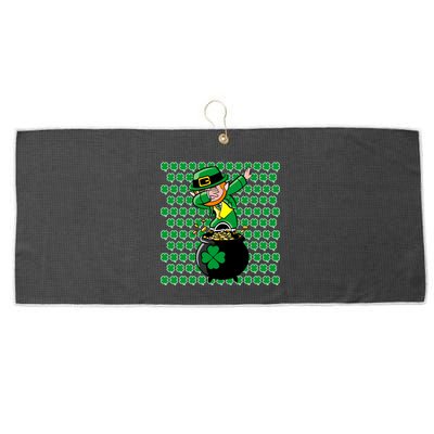 Irish Dabbing Leprechaun Shamrocks Funny Dab St. Patrick's Day Large Microfiber Waffle Golf Towel