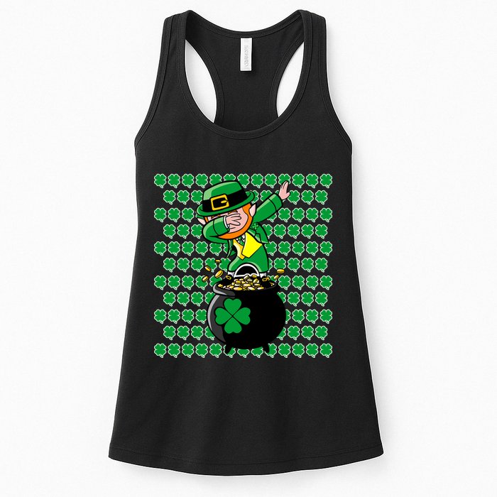 Irish Dabbing Leprechaun Shamrocks Funny Dab St. Patrick's Day Womens Tank Top