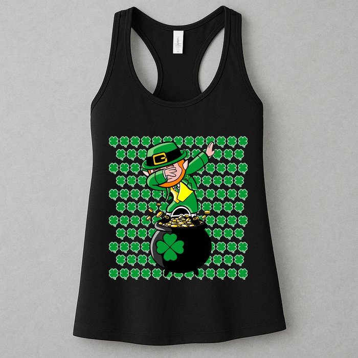 Irish Dabbing Leprechaun Shamrocks Funny Dab St. Patrick's Day Womens Tank Top